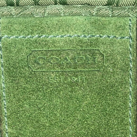 Vintage Coach Signature Jacquard Green Canvas Travel Cosmetics Bag - Picture 5 of 14